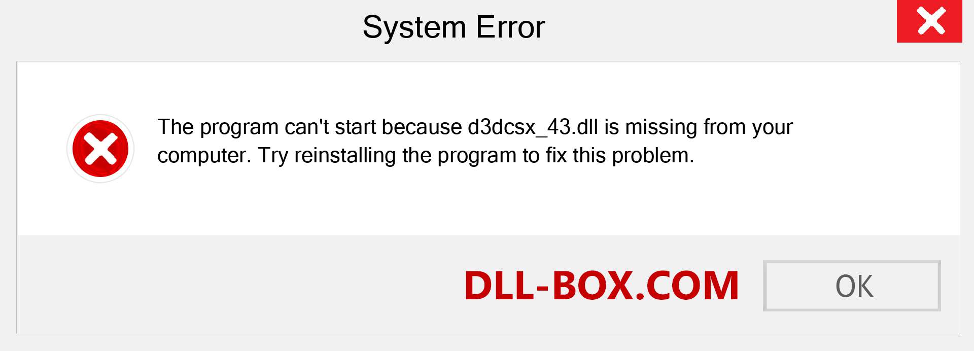  d3dcsx_43.dll file is missing?. Download for Windows 7, 8, 10 - Fix  d3dcsx_43 dll Missing Error on Windows, photos, images